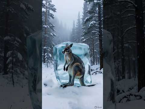Man Saves Frozen Kangaroo from Ice ❄️🦘 | Amazing Animal Rescue #animals #shorts