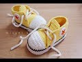 cara membuat sepatu rajut bayi converse dengan mudah || crochet baby booties converse