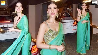 Shanaya Kapoor looks Elegant in a green saree at Anil Kapoor's Grand Diwali Bash