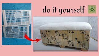 MAKE YOUR OWN DIY STORAGE BENCH FROM RECYCLE MATERIALS /khim diy by khim diy 6,630 views 3 years ago 11 minutes, 20 seconds