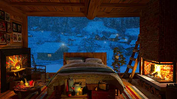 Deep Sleep with Fireplace and Blizzard Sounds / Fall Asleep, Sleep Better, Cozy Winter from Insomnia