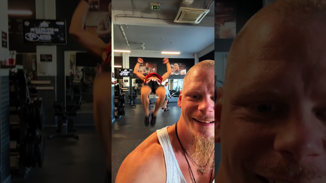 Casual Backflip in gym shocked by bro 💣❤️‍🔥 