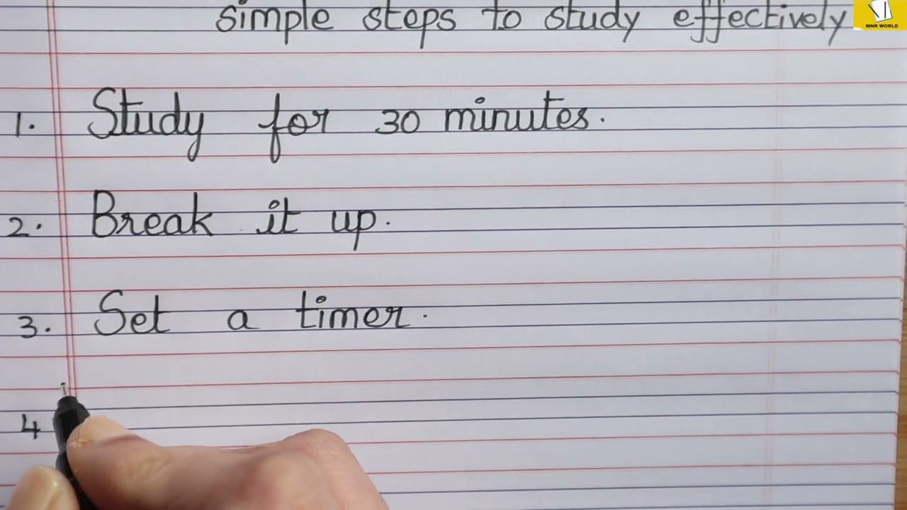 Neat and Clean Cursive Handwriting / Simple Steps to Study Effectively/FourLinenote / English 