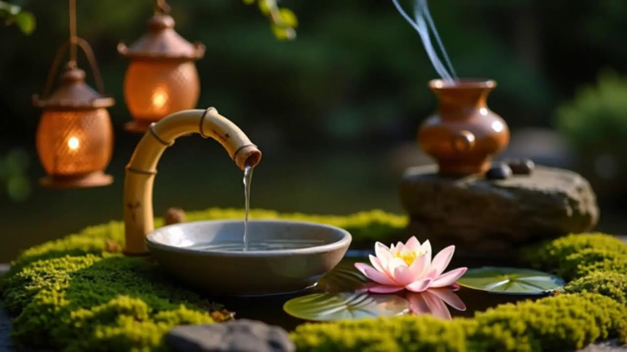 Celestial Zen Garden Sleep Tones | Bamboo Water Fountain (Shishi-odoshi) for Deep Sleep & Insomnia