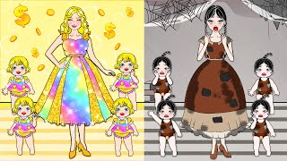 Rich and Poor Mom Gave Birth to 4 BABIES - Barbie Family Handmade - DIYs Paper Dolls &amp; Crafts