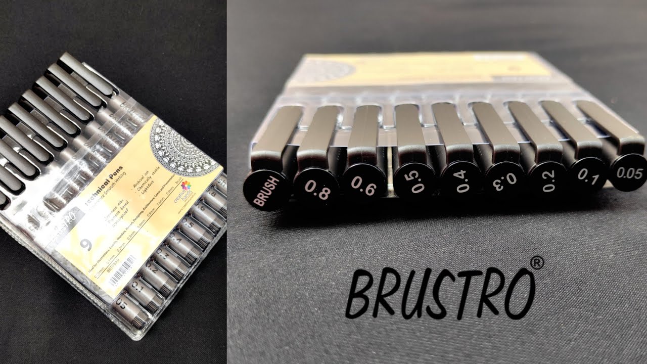 BRUSTRO Technical Pens / Pack of 9 including Brush pen / Waterproof / Unboxing and Review