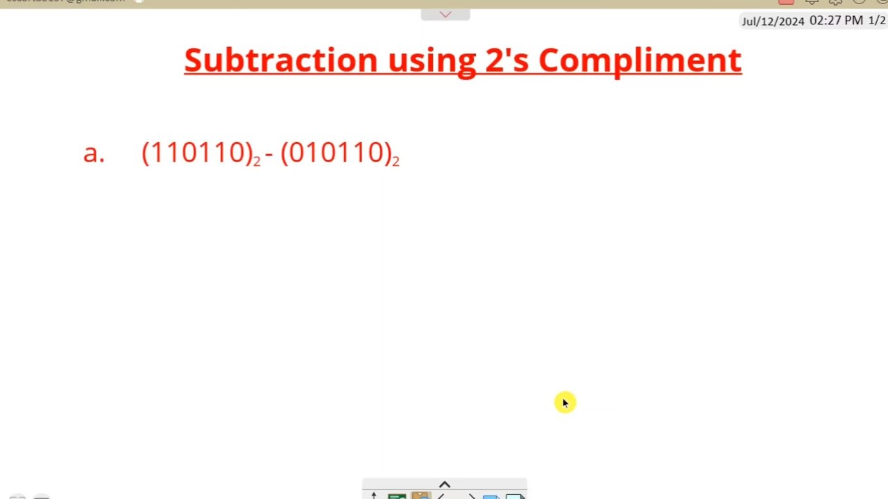 💥 Subtraction using 2s Compliment 📌 #compliments #hs #11computer - YouTube