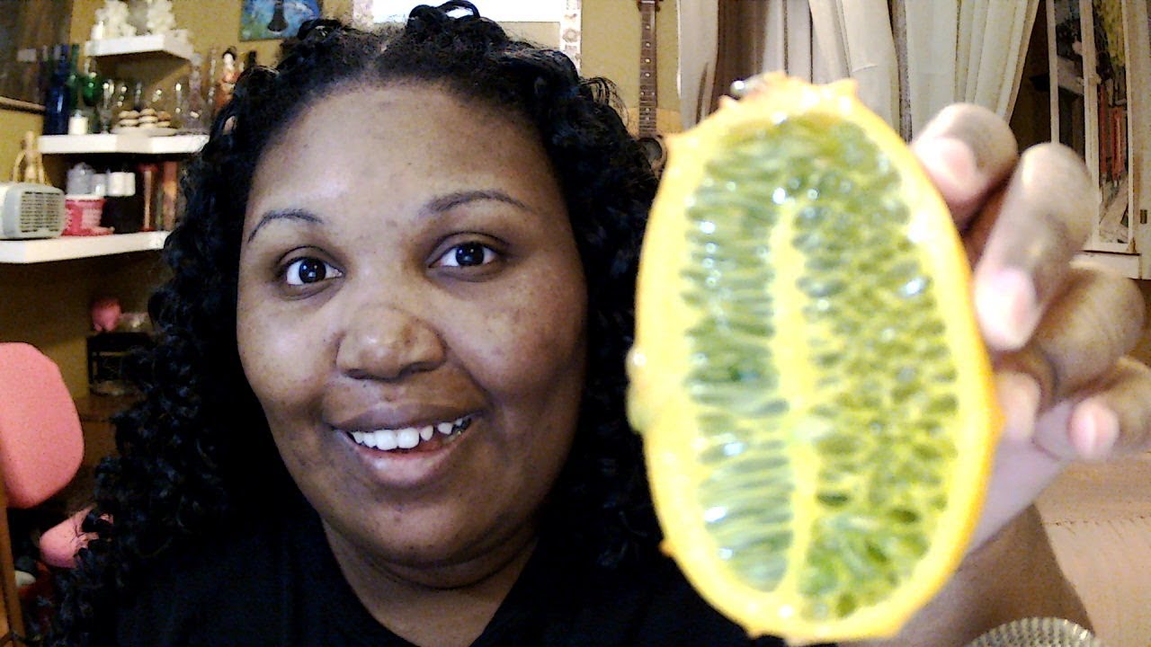 First Time Trying A Horned Melon (Kiwano) - Food Review - YouTube