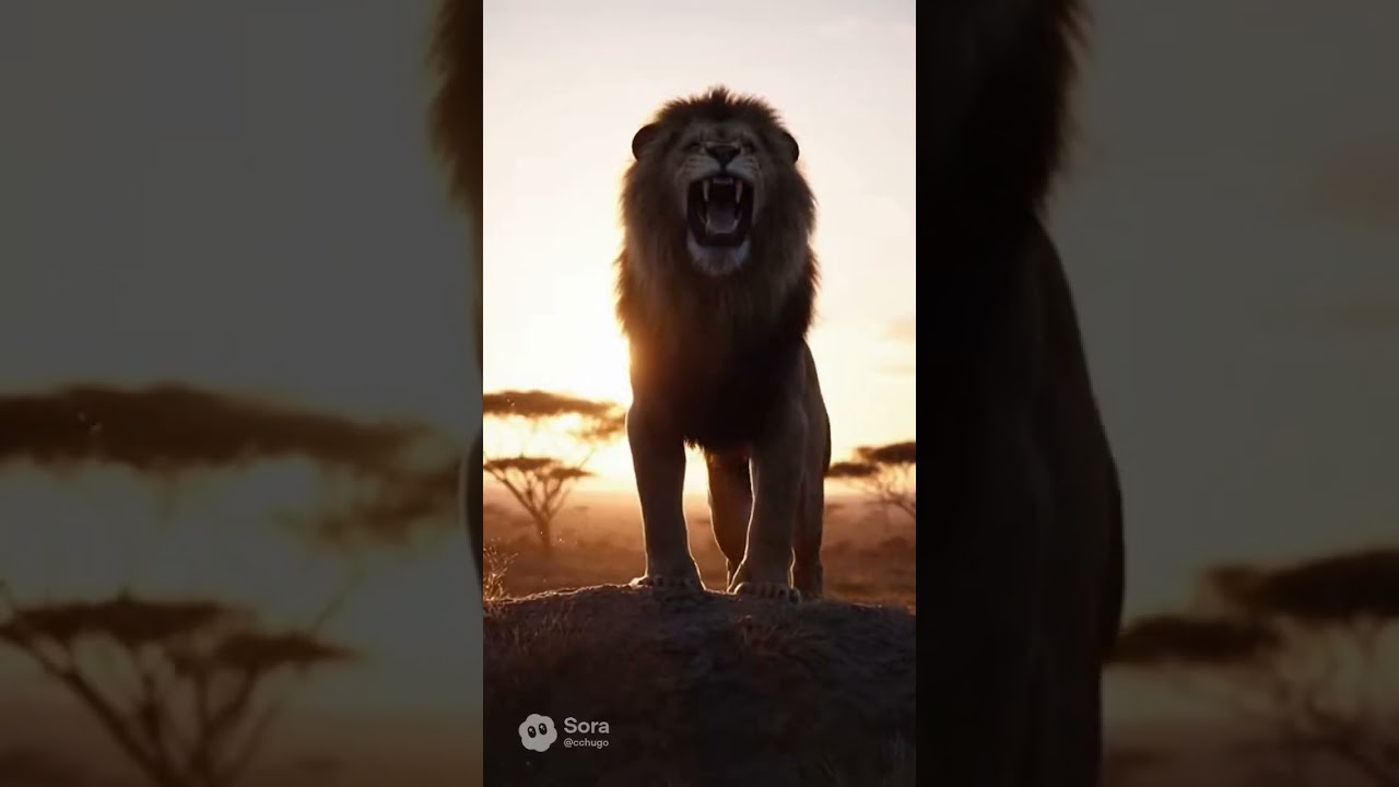 Tender & Majestic: Lion Cubs, Rabbit & Roaring King at Sunset | Savanna Story