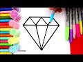 Aprende a dibujar un DIAMANTE DE COLORES con BRILLANTINA | How to Draw a Diamond Glitter of