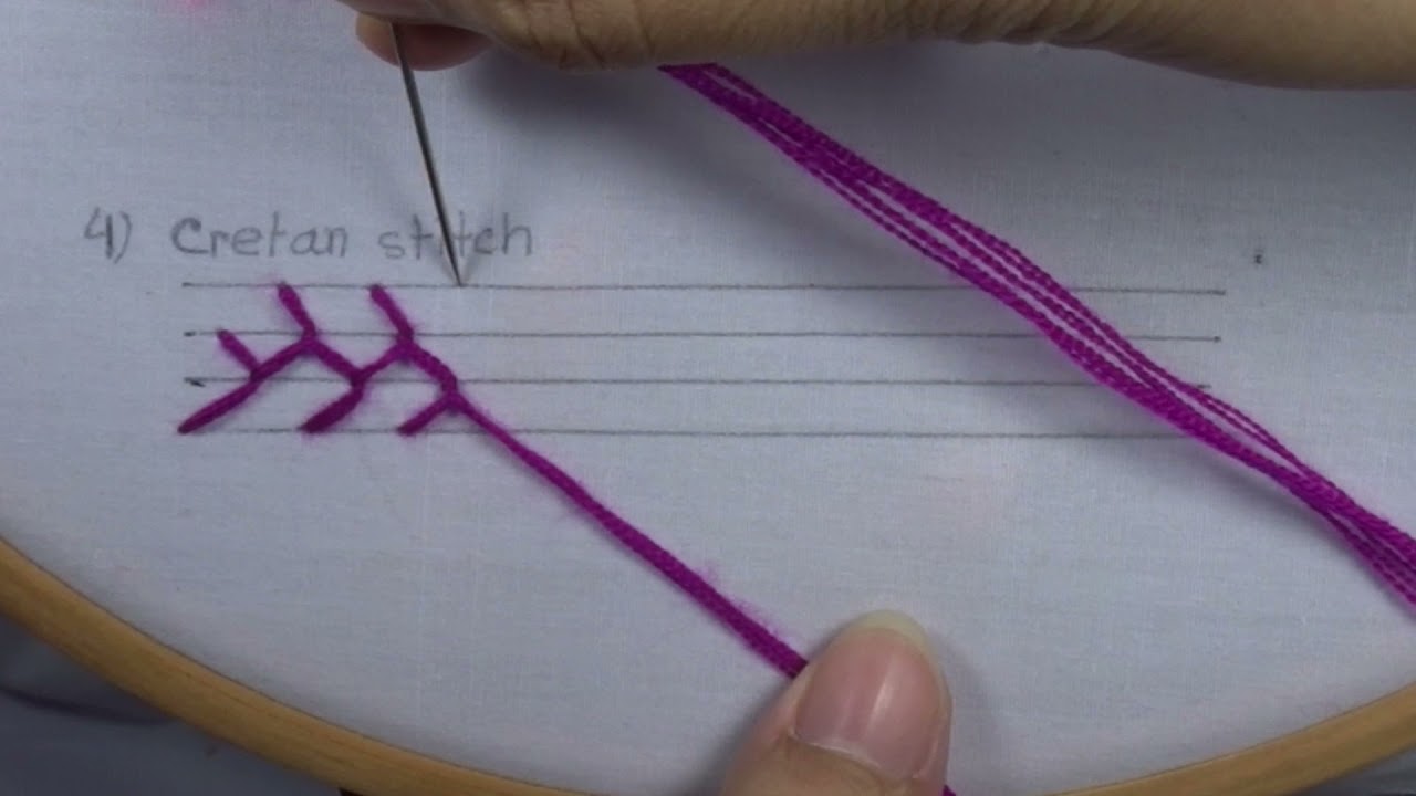 basic hand embroidery, cretan stitch easy hand embroidery tutorial for beginner