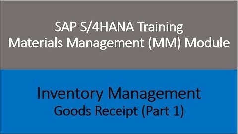 Video 22 - SAP S/4HANA Materials Management (MM) training - Inventory Management  - Goods Receipt 1