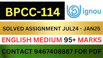 BPCC 114 solved assignment 2024-25 II BPCC 114  solved assignment 2025 in English Il JAN25-JUL25