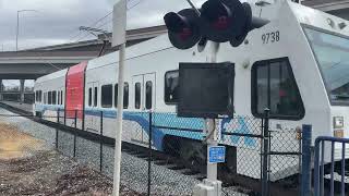 VTA Light Rail Blue Line Santa Teresa Train Number 973 Arriving At Ohlone Chynoweth Station.