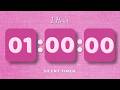 💖 1 Hour Silent Timer | Cute Ending Alarm | Pastel Pink Aesthetic | Study & Focus