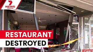 Car smashes through Italian restaurant in Carlton | 7NEWS