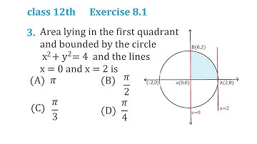 Ex 8.1 Q3 Area lying in the first quadrant and bounded by the circle x2+y2=4 and lines x=0 and x=2