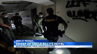 Arrests, citations made following early-morning sweep at condemned hotel in Hilo