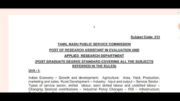 TNPSC - CTS 2024 - Research Assistant in Evaluation & Applied Research Dept -  Syllabus Explanation