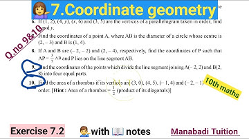 10th class math| Chapter 7|Coordinate geometry| 🤷‍♀️Exercise 7.2| Q no 9&10|with notes |CBSE| NCERT|