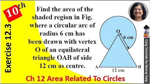 Find the area of the shaded region where a circular arc of radius 6 cm | Ex 12.3 Class 10 Q3