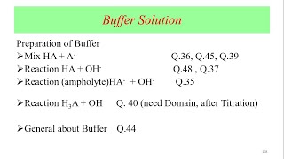 Exercises 10 b-  Preparation of Buffer(Mixing HA with A-)  (Q.36, Q.45,Q.39)