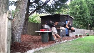 Swinging Ninja Surprise Kick Prank