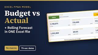 Budget vs. Actual & Rolling Forecast in Excel: 75-Second Demo