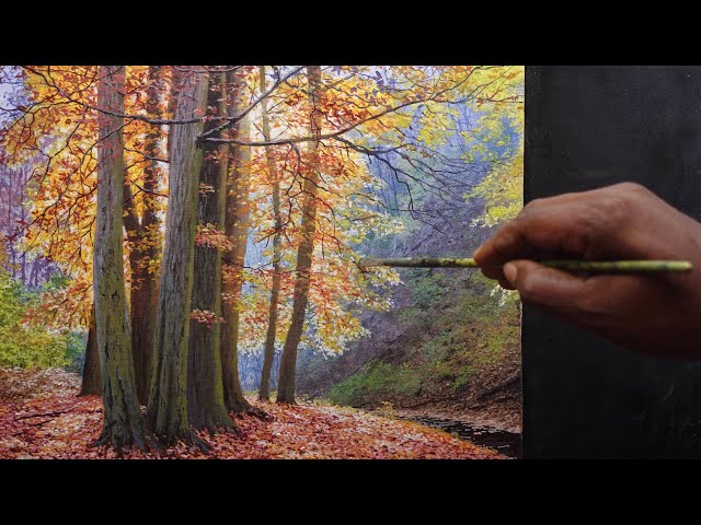 How To Paint Autumn Trees With Acrylic painting l Time Lapse 93 class=