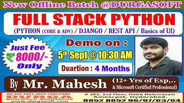 FULL STACK PYTHON Offline Training @ DURGASOFT