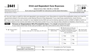 IRS Form 2441 walkthrough (Child and Dependent Care Expenses)