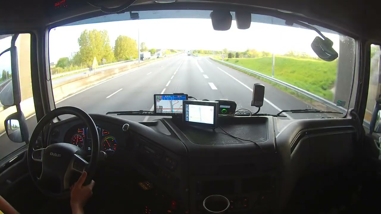 DRIVING DAF XF 106  French motorway. Truck - ASMR - POV TRUCK DRIVING #france
