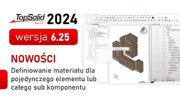 TopSolid Wood 2024 | 6.25 | Definiowanie materiału dla pojedynczego elementu lub całego komponentu