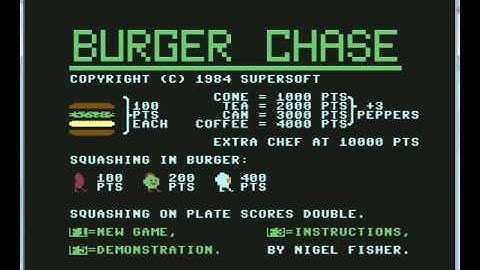 Burger Chase - Commodore 64 - emulador CCS64 v3.9.1 - probado Windows 7 x64
