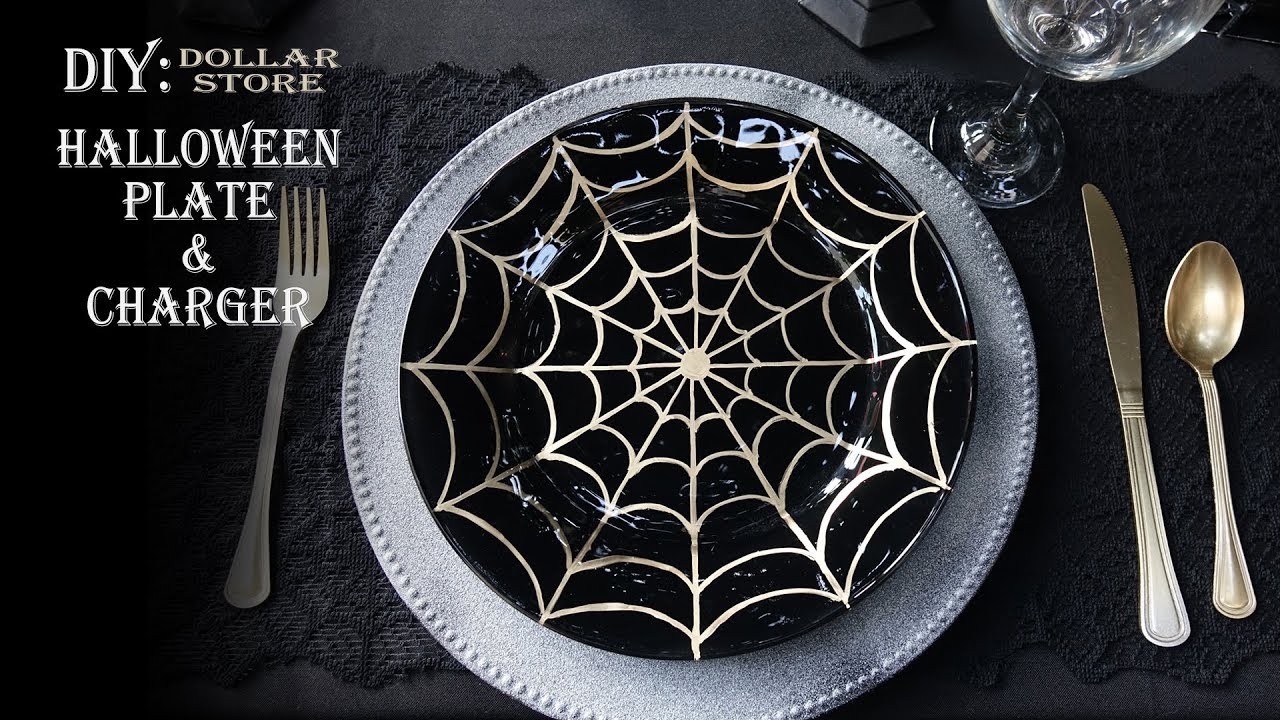 HALLOWEEN DIY / PLATE AND CHARGER DOLLAR TREE YouTube