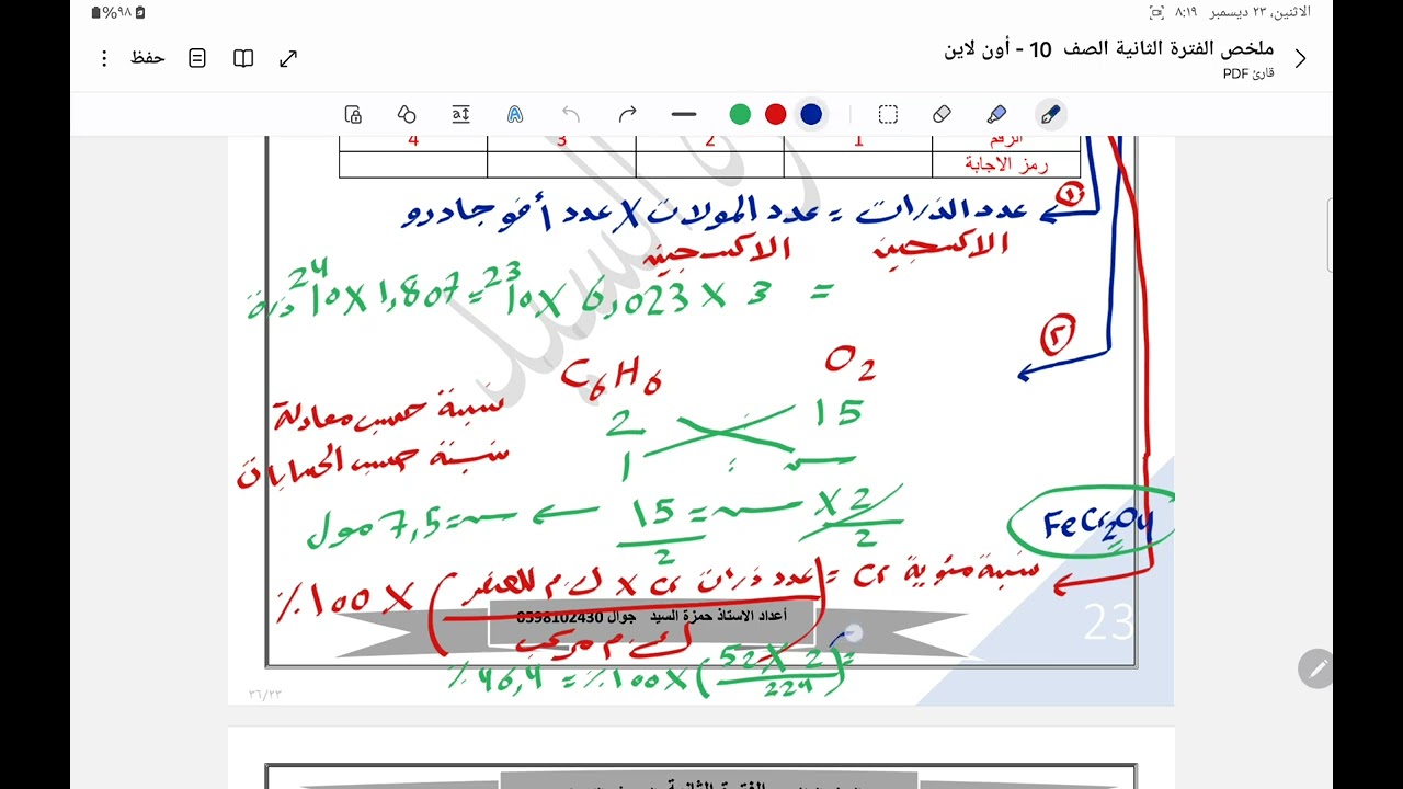 الحصة ٩ :  حل اسئلة الوحدة الثانية