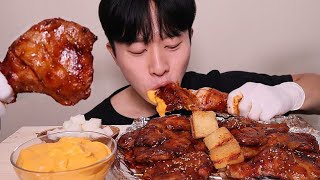 자메이카통다리구이 체다치즈소스 듬뿍 먹방ㆍMUKBANG Spicy Chicken Legs ASMR Eating Show