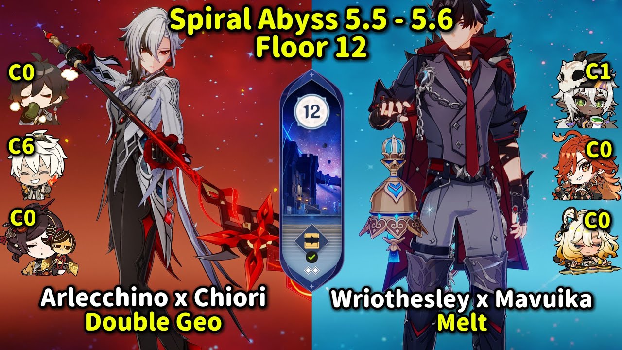 NEW Spiral Abyss 5.6 | C1 Arlecchino Chiori & C1 Wriothesley Mavuika Melt | Genshin Impact