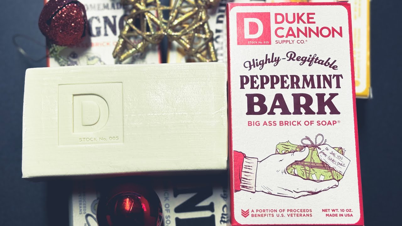 It's a Duke Cannon Christmas! Peppermint Bark soap review. dukecannon