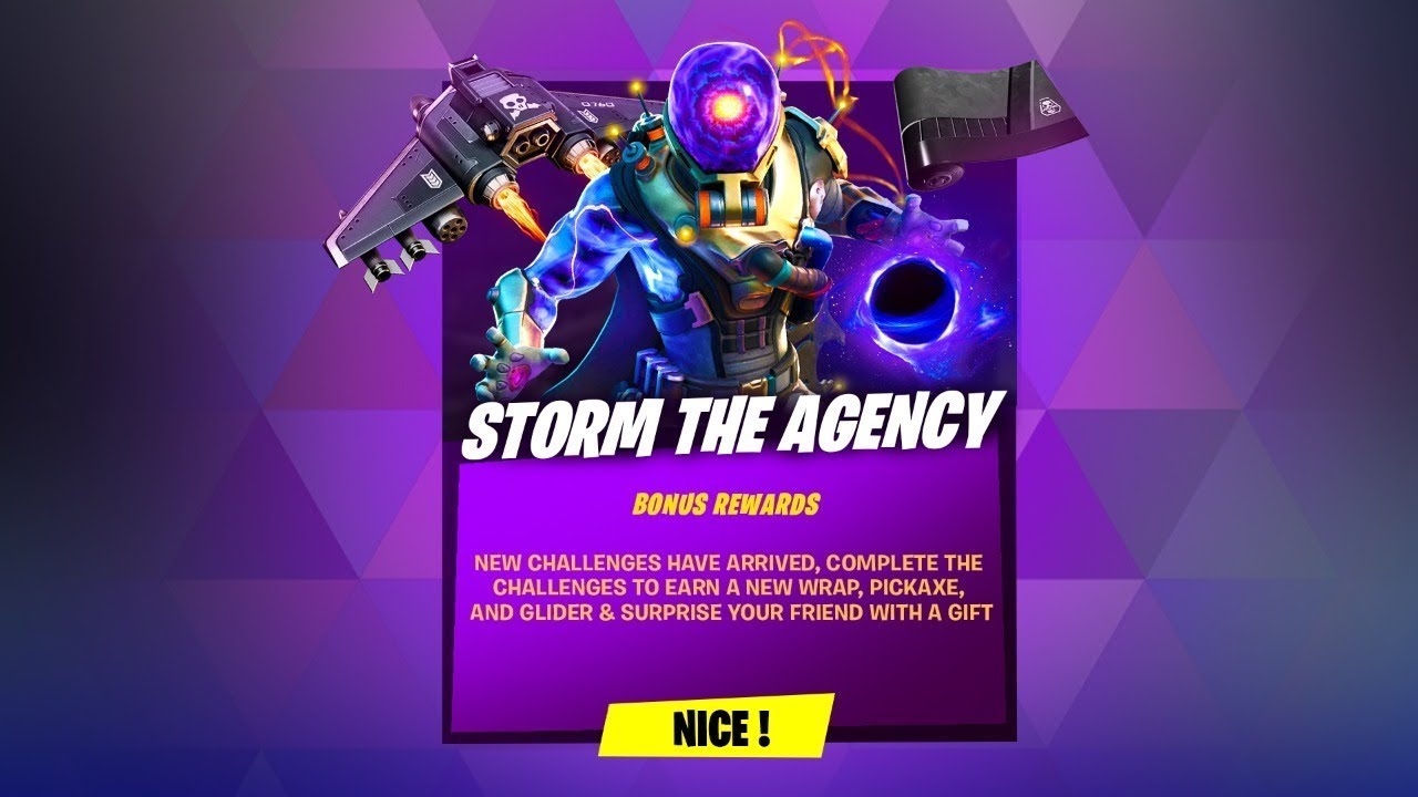 Fortnite Storm The Agency Challenges Guide ( Unlock Free Pickaxe , Glider , Wrap!!! ) - YouTube