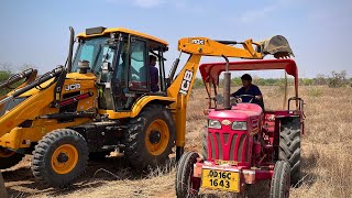 Jcb Backhoe Loader Mud Loading In Mahindra DI Tractor And Swaraj 843XM Tractor | Jcb Dozer Cartoon |