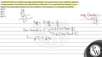 A small bob attached to a light inextensible thread of length \( l \) has a periodic time T when...