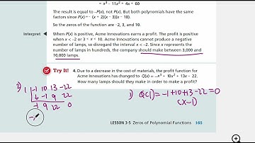 EnVision Algebra 2 Lesson 3-5: Zeros of Polynomial Functions - Example 4