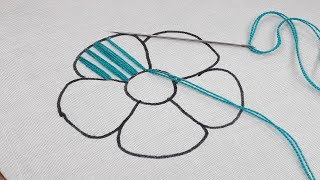 Hand embroidery checked banding flower stitch design