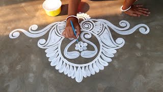 how to make laxmi pada for laxmi puja at home /  muggulu designs 2021 / laxmi puja special alpona