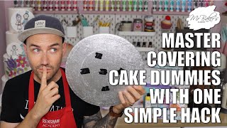 Covering Dummy Cakes for Dummies | How to Cover a Polystyrene Dummy | Cake Hack | Cake Decorating