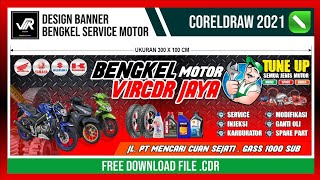 Desain Spanduk Bengkel Motor.  with CorelDraw 2021