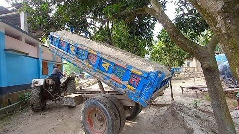 River low quality sand Unloading Digital hydraulic facility system method by tractor||powertrac 439.