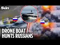 Putin’s troops and weapons BLOWN APART by unmanned Ukrainian Barracuda attack boat in Dnipro river