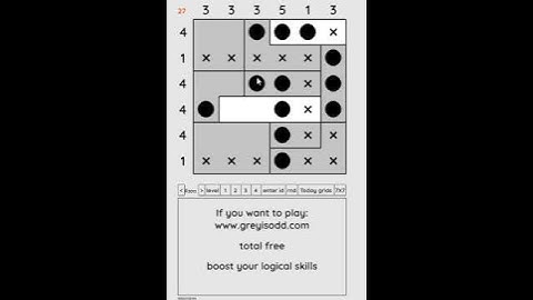 Grey is Odd - Today grids. Solution level 3 6X6 dated 08-26-2024 #logicpuzzles #logicgames  #games